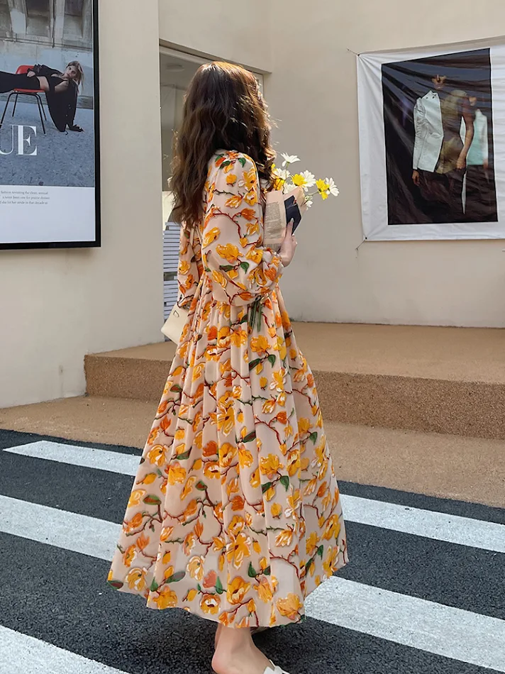 Dames Temperament High-End Retro Lange Jurk Klassieke Elegantie Tijdloos Design Exclusieve Uitstraling Perfecte Pasvorm Comfortabel en Stijlvol Voor Elke Gelegenheid