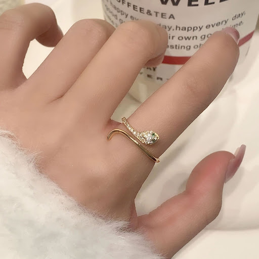 Title 5, Micro Inlaid Zircon Snake Ring for Women Sparkl...