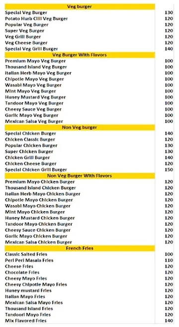 Burger Express menu 