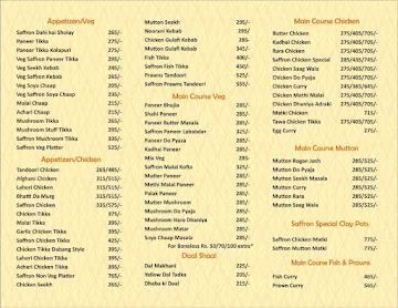 Saffron Flavors menu 