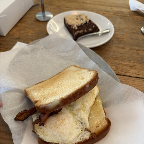 Bacon, egg and cheese breakfast sandwich on GF bread