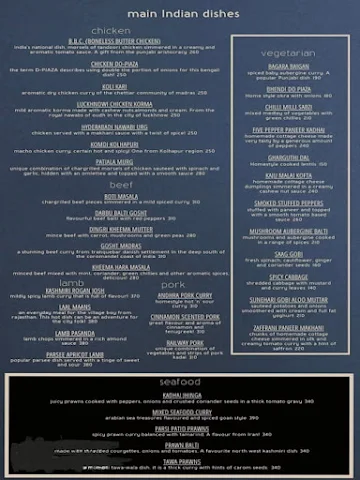 Relish Restaurant menu 