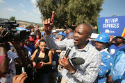 Democratic Alliance (DA) leader; Mmusi Maimane speaks to the community of Zandspruit informal settlements during his visit on April 27, 2016 in Johannesburg, South Africa.