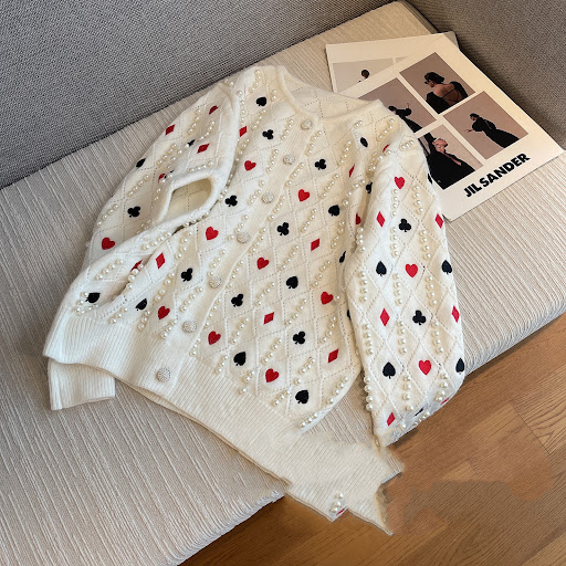 Title 4, Pattern Embroidery Beaded Long-sleeved Sweater ...