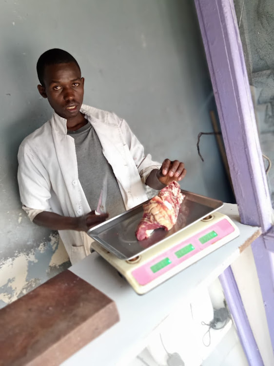 Hillary Roktok, 26, son of the slain Baringo North Ng’orora chief Thomas Roktok, operating a butchery in Nakuru town to provide for his family.