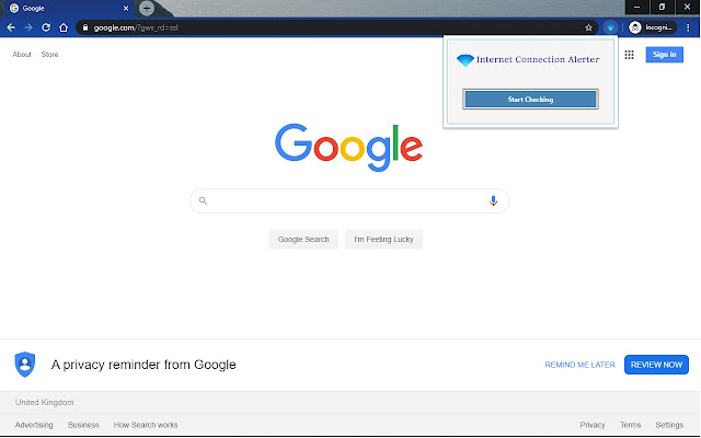 Internet Connection Alerter chrome extension