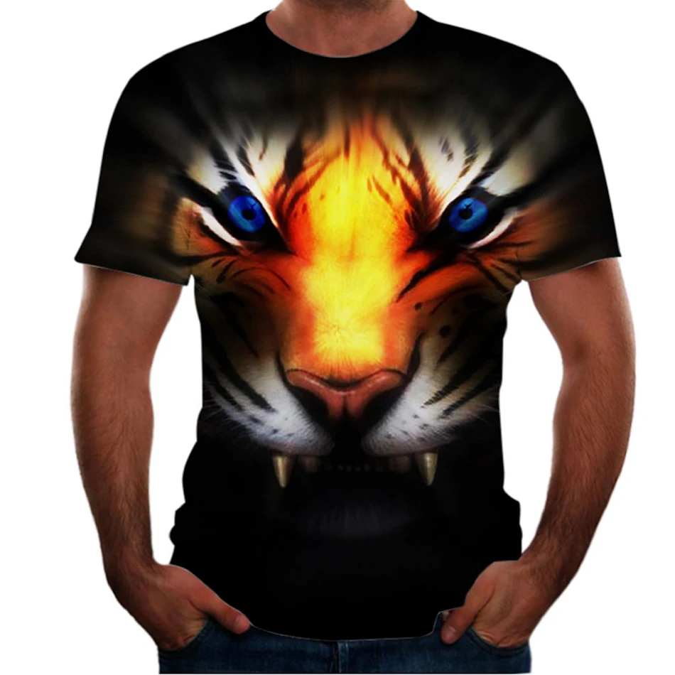 T-shirt 3D homme à motif animal Manches courtes Confort et style pour un look tendance Idéale pour toutes occasions.