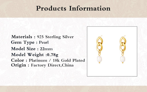 Title 3, Sterling Silver Pearl Grace High-grade Thin Ear...
