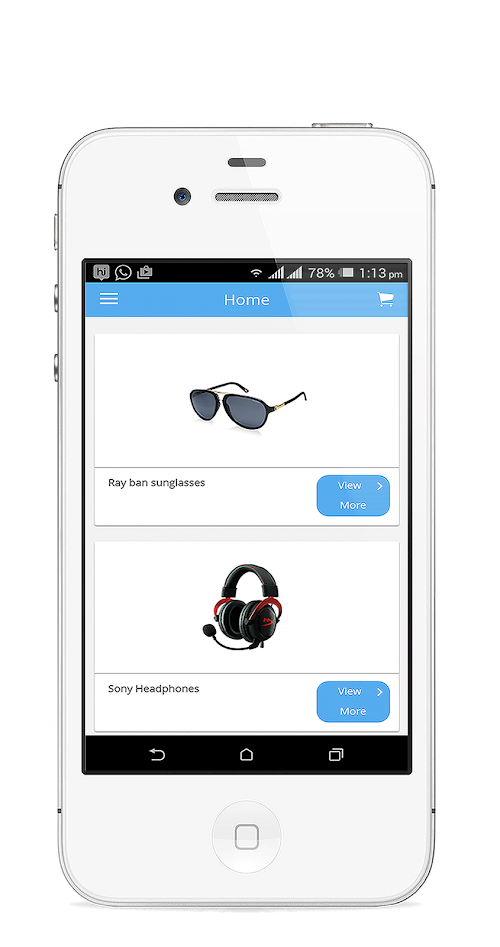 Android application ionic ecommerce theme screenshort