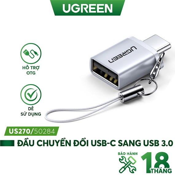 Đầu Chuyển Đổi Ugreen Us270 Cổng Usb 3.0 Sang Type C Đực