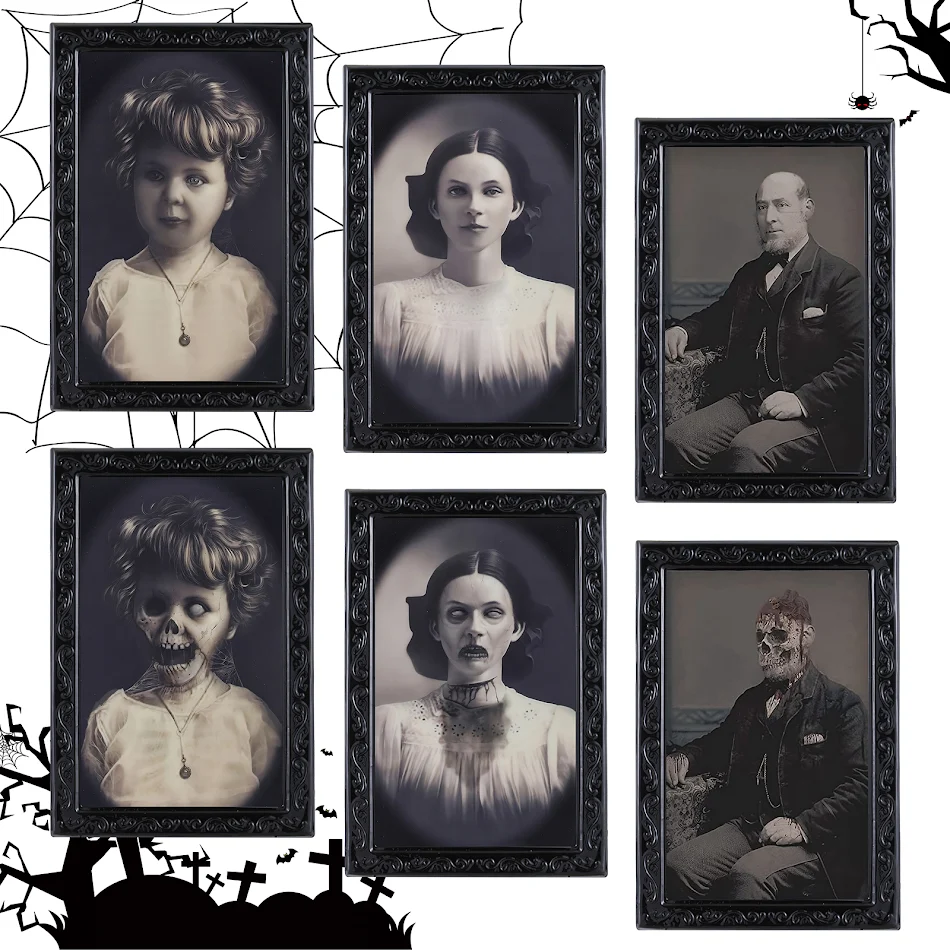 Décoration Halloween Cadre Photo 3D Visage Changeant Portrait Horreur Pour Soirée Horreur Décorations Intérieures Effrayantes