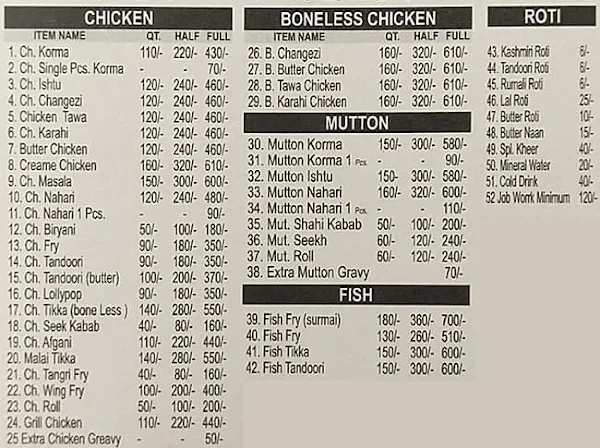 The Ruby Dhaba menu 