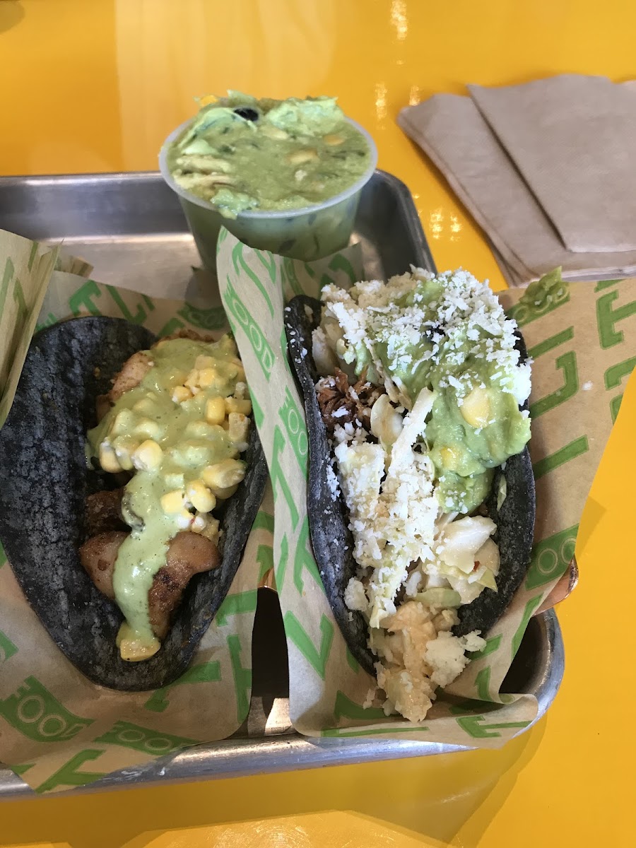 Left: modified grilled chicken taco; Right: ultimate carnitas taco