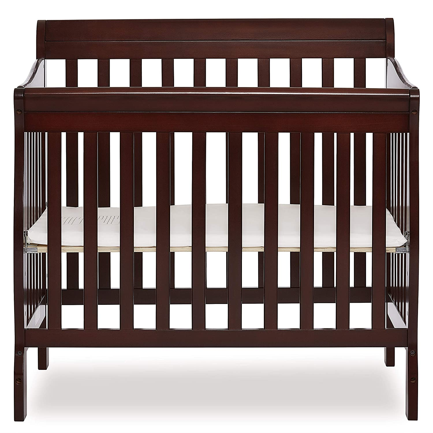 Dream On Me Aden 4-in-1 Convertible Mini Crib in Espresso, Greenguard Gold Certified