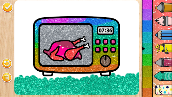 Kitchen Glitter Coloring Book - Kids Drawing Pages - náhled