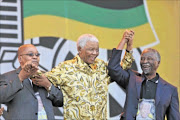 THE OLD GENERATION: ANC President Jacob Zuma with former presidents Nelson Mandela and Thabo Mbeki. PHOTO: Simon Mathebula