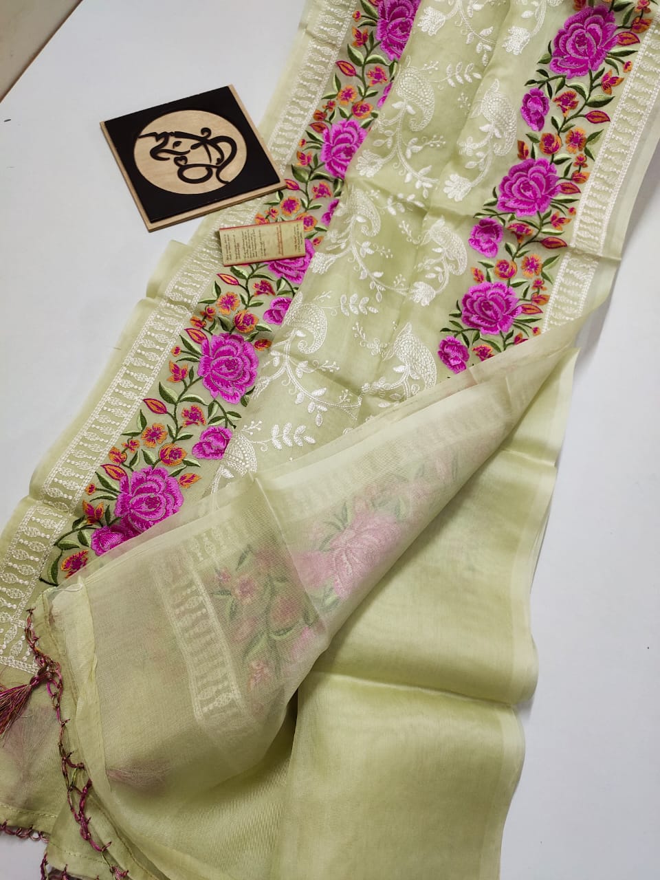 Pure Beneras Kora by kora all over chicknakari sarees