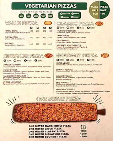 Caldos Pizza And Café menu 