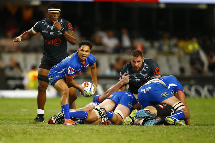 Herschel Jantjies of the DHL Stormers during the Super Rugby match between Cell C Sharks and DHL Stormers at Jonsson Kings Park on March 02, 2019 in Durban, South Africa.