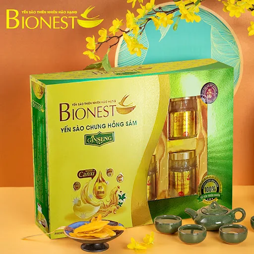 Hộp Yến sào Bionest Ginseng hồng sâm cao cấp - hộp quà tặng 6 lọ