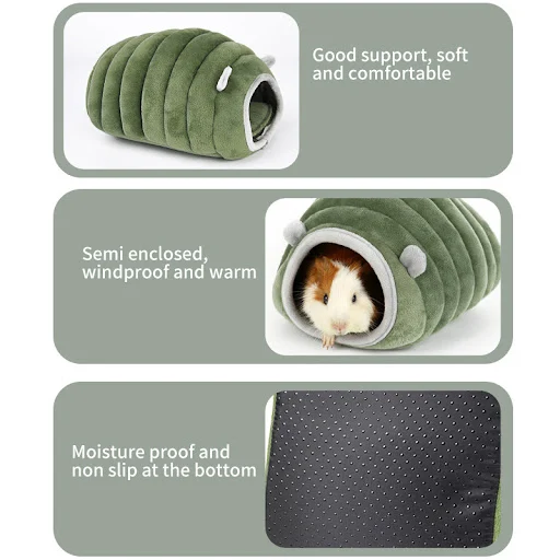 Surrunme Pet Cave Hamster Bed Super Warm Guinea Pig Cage House Cozy Hideout for Mini Hedgehog Bearded Rabbit Winter Pets