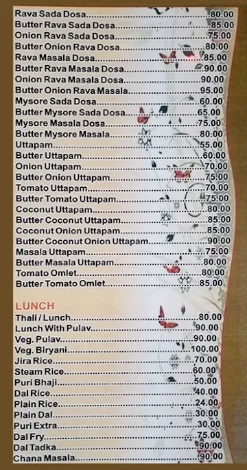 Sainath Refreshment menu 