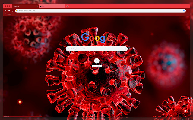 Corona virus. Covid-19. Red chrome extension