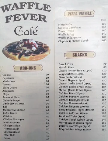 Waffle Fever menu 