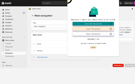 Shopify Menu Assistant