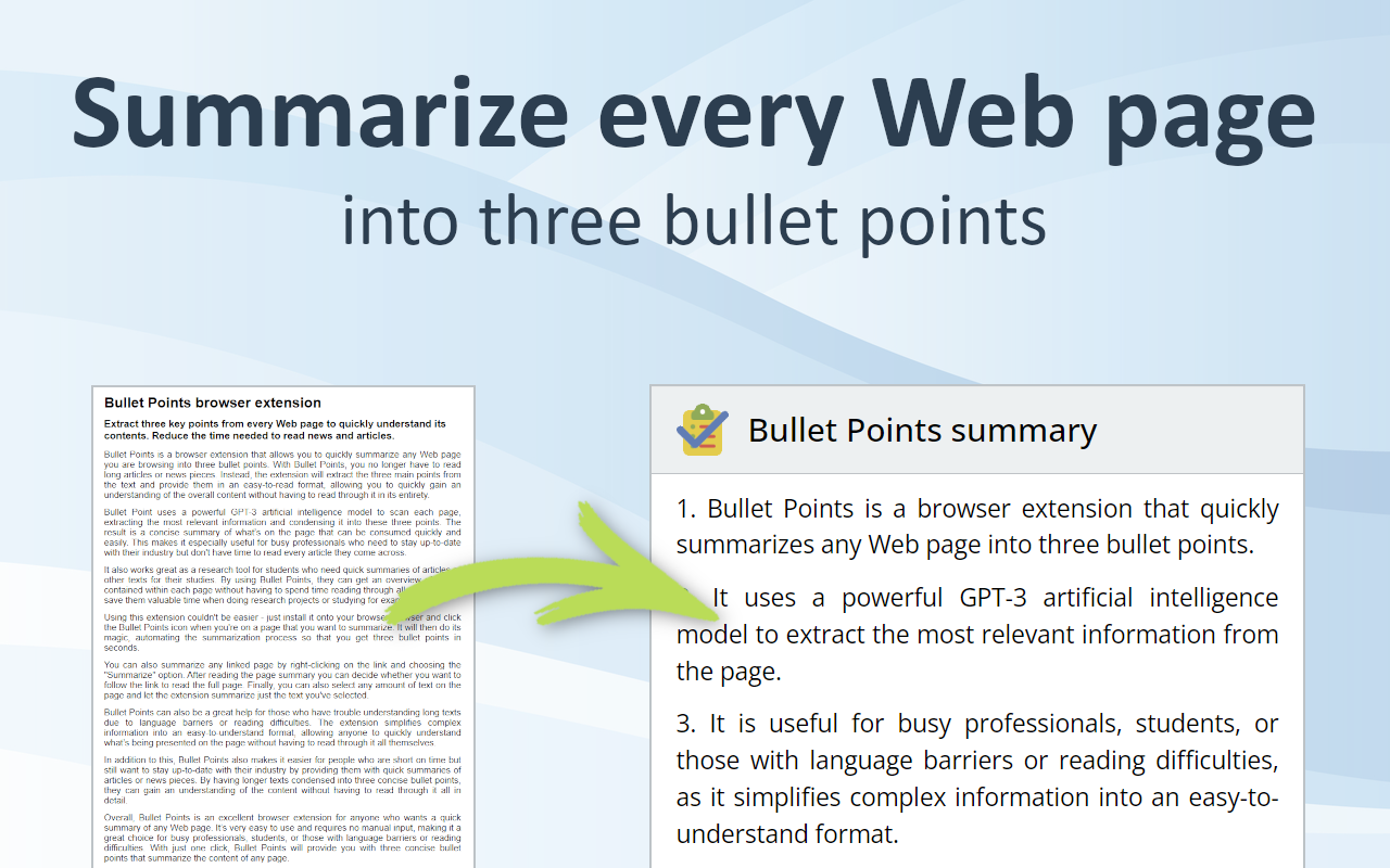 Bullet Points: summarize Web pages with GPT-3 Preview image 2