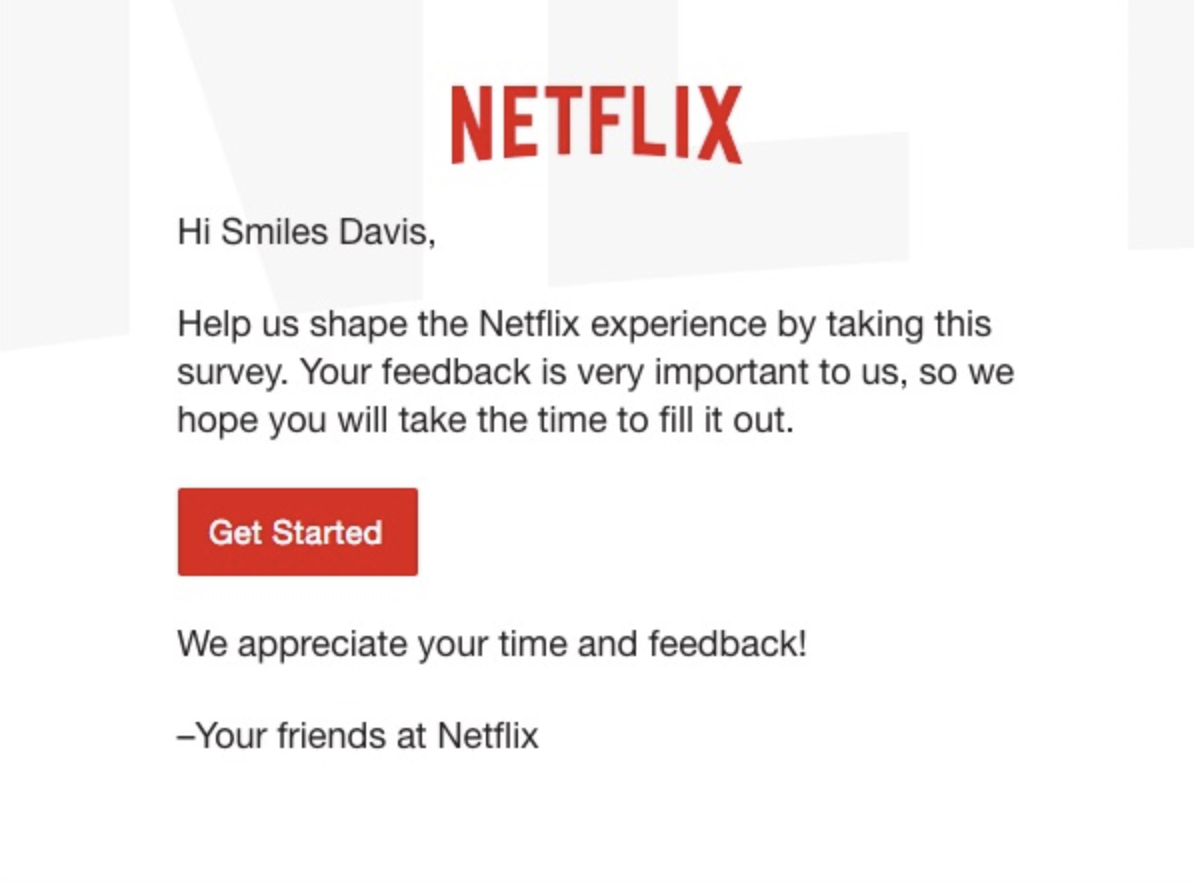 Netflix get started page.