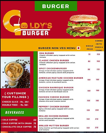 Goldy's Burger King menu 