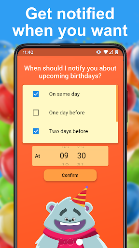 Screenshot Birthday calendar