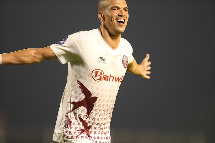 Ruzaigh Gamildien of Swallows celebrate after scoring a goal during the DStv Premiership match between Tshakhuma FC and Swallows at Thohoyandou Stadium on November 04, 2020 in Thohoyandou, South Africa.