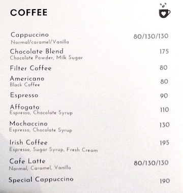 Cafe Arabica menu 