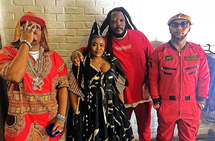 Thandiswa Mazwai with her Bongo Maffin band mates,