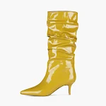 Yellowgreen patent leather