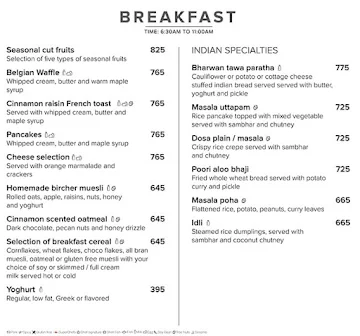 Seasonal Tastes - The Westin menu 