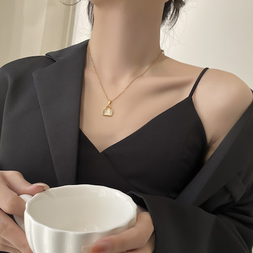 Title 4, High End Egg White Stone Pendant with Titanium ...