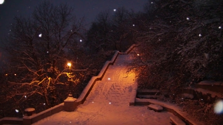 Un sentiero luccica di neve cristallina. di chiara87