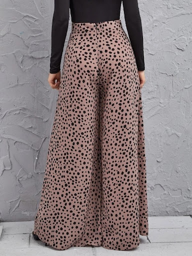 Title 9, High Waist Leopard Print Drape Trousers, Wide L...