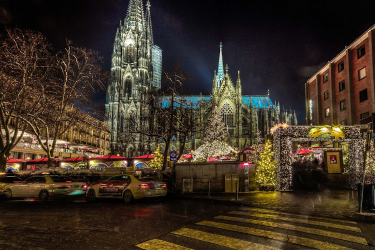 A shot of the Christmas market next to the famed Cologne Cathedral in early December.