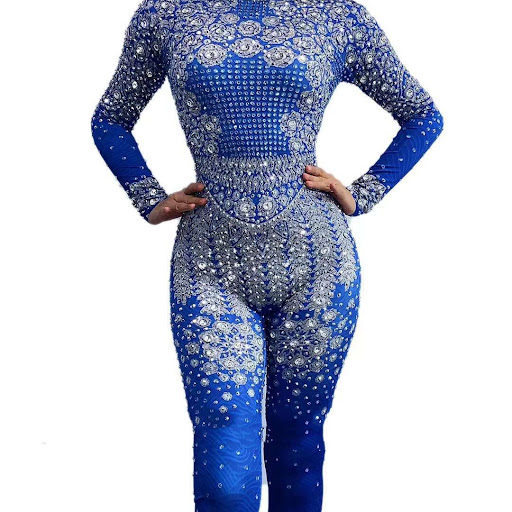 Title 6, Womens Full Diamond Blue Printing Long Sleeve ...