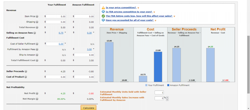 Amazon Revenue Calculator