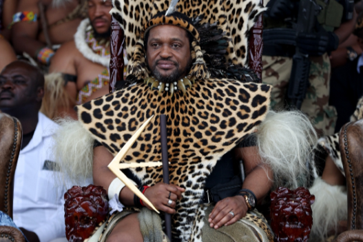 King Misuzulu during the reed dance at the Enyokeni royal palace in KwaNongoma.