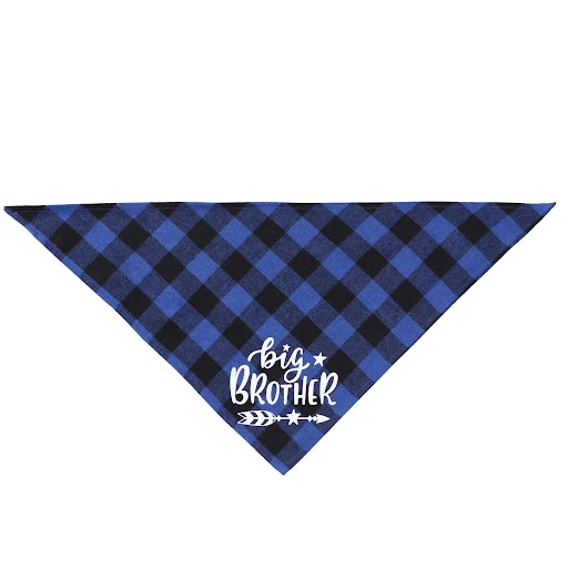 Sucado Big Brother Dog Bandana Buffalo Plaid Triangle Scarf Pregnancy Announcement Bandage for Small Medium Large Dogs P