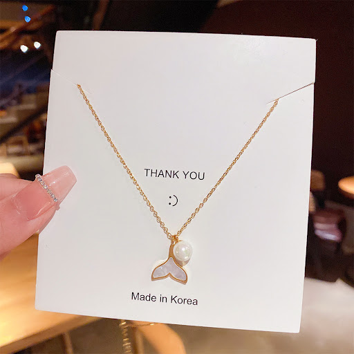 Title 3, Titanium Steel Fishtail Pearl Necklace for Wome...