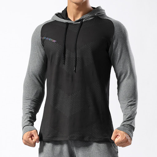 Title 2, Mens Hooded Fitness Loose Breathable Long Slee...