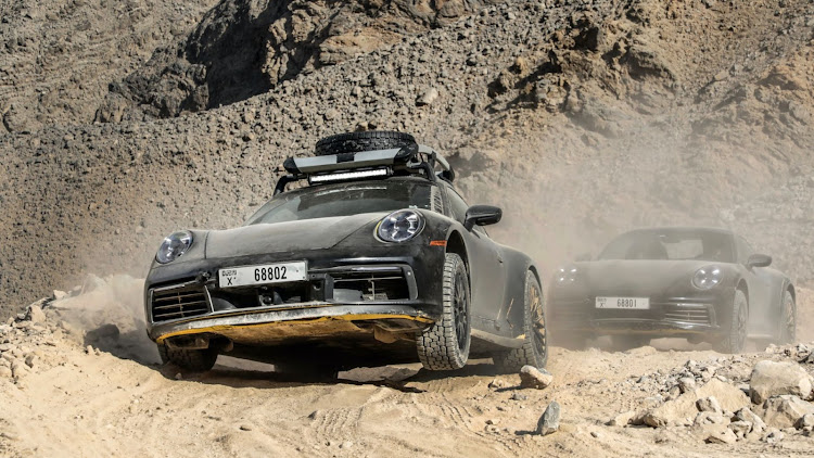 The 911 Dakar sports has an increased ride height, underbody protection and high-profile all-terrain tyres.