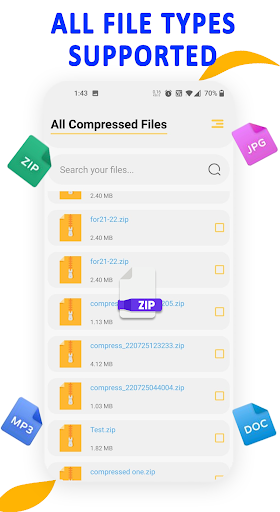 Screenshot Zip File Reader Compressor App